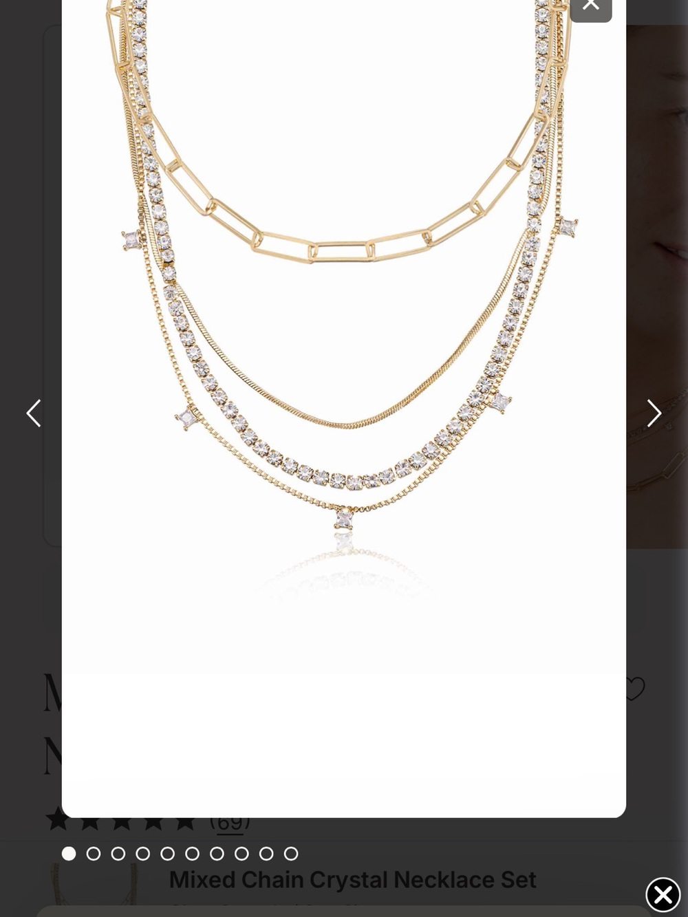 ettika Gold Mixed Chain and Crystal Layered Necklace Set